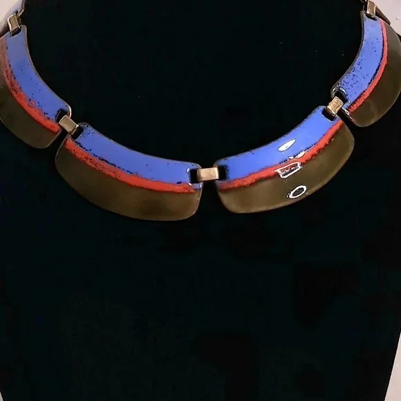 MCM KAY DENNING Enamel on Copper Necklace - Picture 2 of 9
